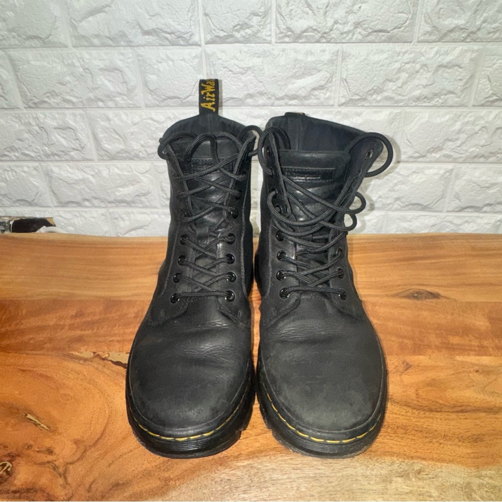 Dr. Martens‎ Black Leather Boots with Yellow Stitching
